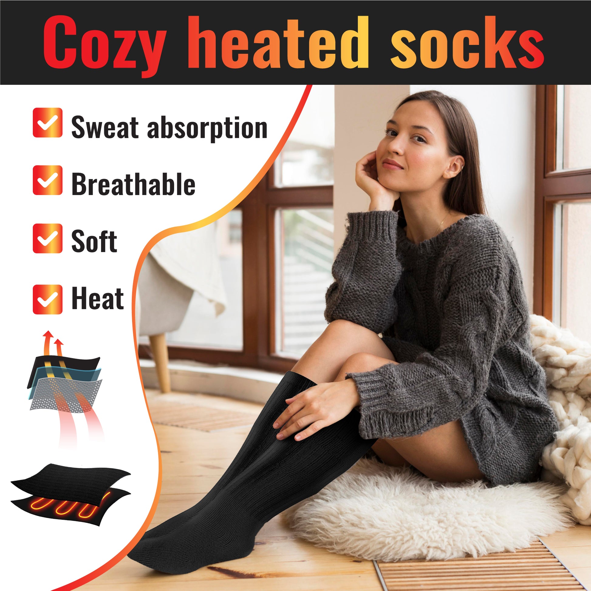 Heated Socks Rechargeable Latitop 2024 Upgraded Heated Socks For